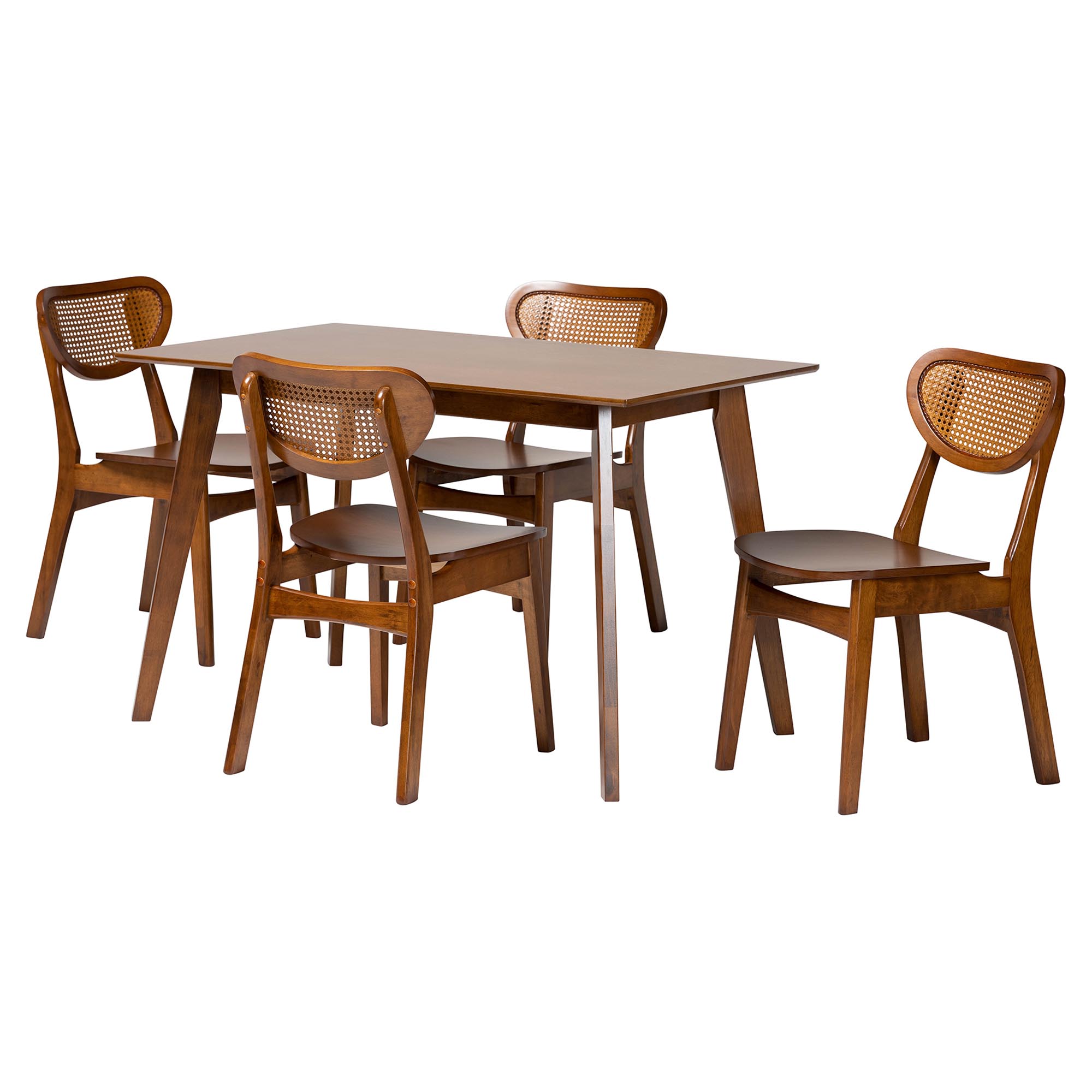 Baxton Studio Billie Wood Dining Table - Bentwood Leg Table with Rectangular Top, Mid-Century Style Centerpiece Seats 4-6 in Kitchen or Dining Room